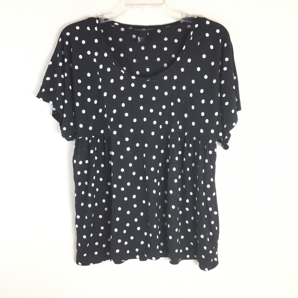 H&M Polka Dot Baby Doll Short Sleeve Top